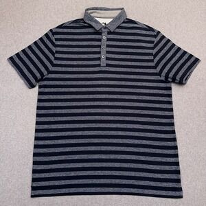 Anderson Ord Performance Polo‎ Shirt Mens XL Blue Gray Striped Short Sleeve Golf